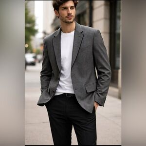 Michael Kors 100% Wool Blazer 40S Grey Houndstooth Sport Coat Short